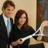 Cristina con el tenista suizo Roger Federer