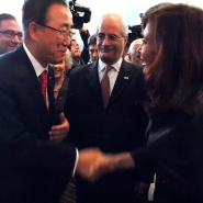 La presidenta de la Nacion, Cristina Fernandez de Kirchner junto al Secretario General de la ONU.