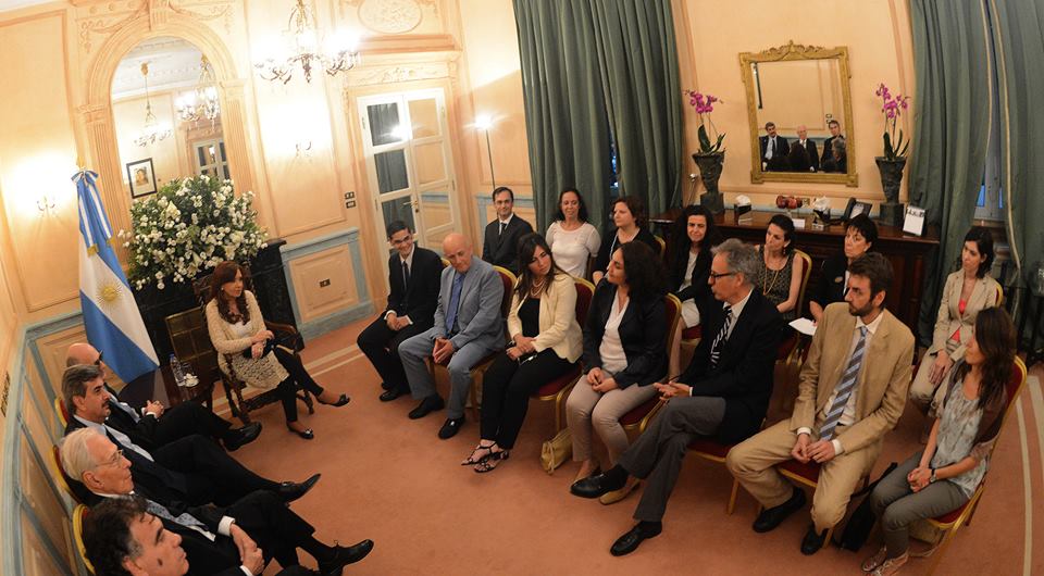 La Presidenta se reunió con integrantes de la Red de Científicos Argentinos en Italia.