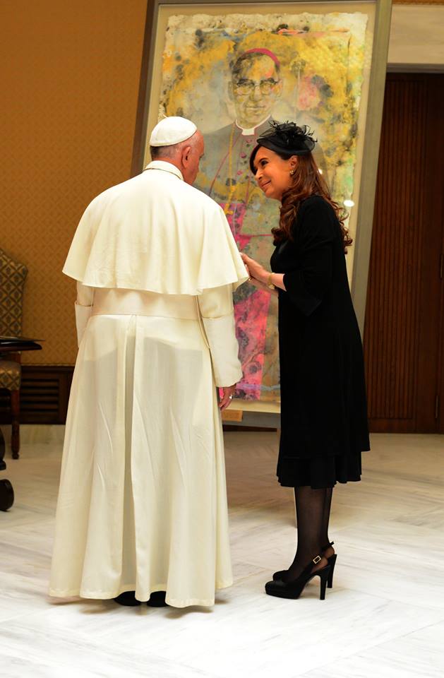 Cristina en el Vaticano con el Papa Francisco.