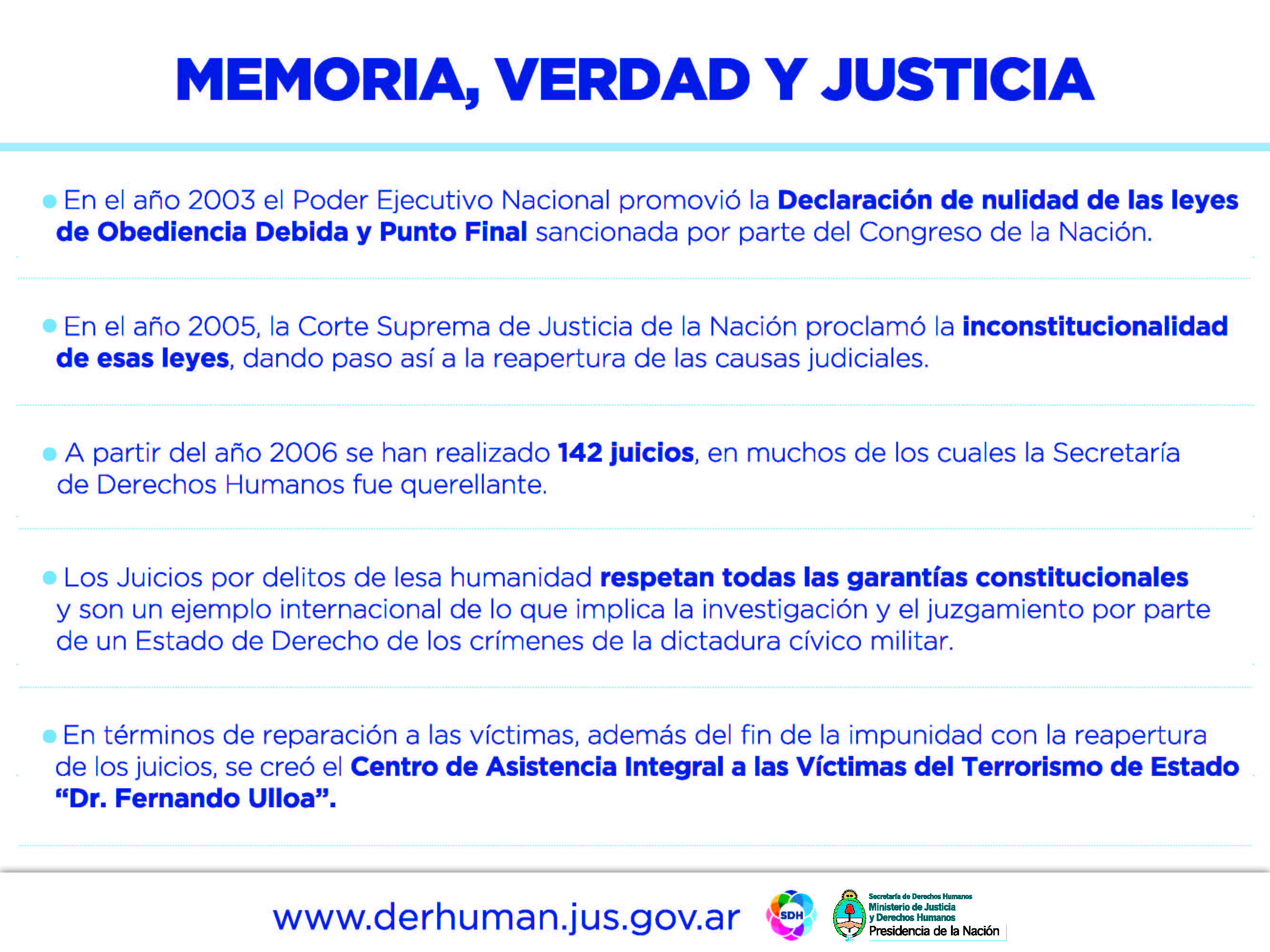 Memoria, Verdad y Justicia.