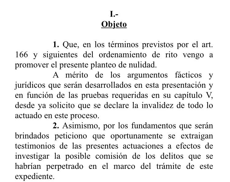 Planteo de nulidad | Cristina Fernandez de Kirchner
