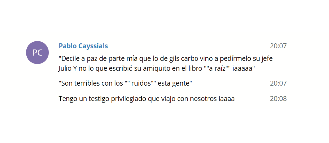 El chat que compartió Cristina Kirchner. 